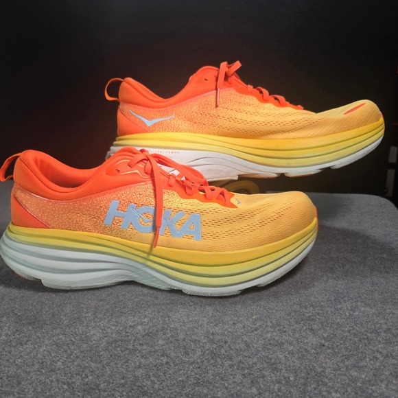 Hoka Bondi 8 Mens 14 Orange Yellow Running Shoes 1123202 PBAY Max Cushion main image 5